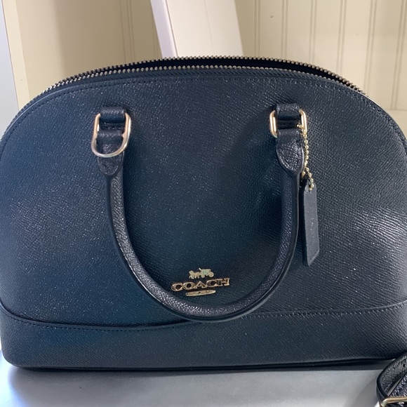 New. Never carried small Coach satchel with crossbody strap. Black. Beautiful. - Picture 3 of 11